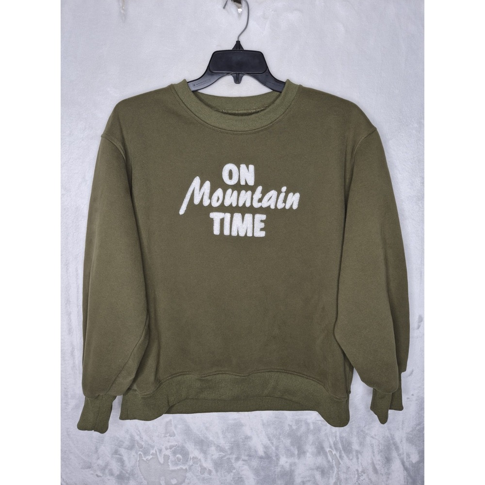 Panache Apparel On Mountain Time Sweatshirt Womens M Olive Green Sweater